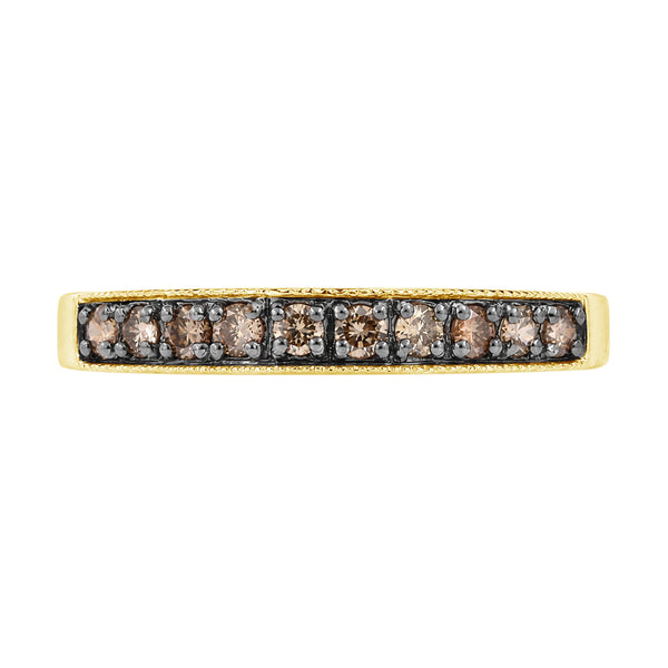 1/4 Carat T.W. Champagne Diamond 14K Gold Over Silver Ring