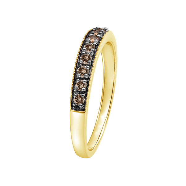 1/4 Carat T.W. Champagne Diamond 14K Gold Over Silver Ring