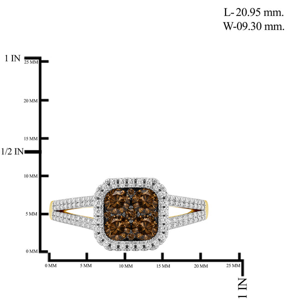 3/4 Carat T.W. Champagne Diamond 14K Gold Over Silver Ring