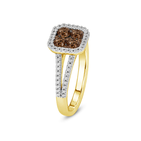 3/4 Carat T.W. Champagne Diamond 14K Gold Over Silver Ring