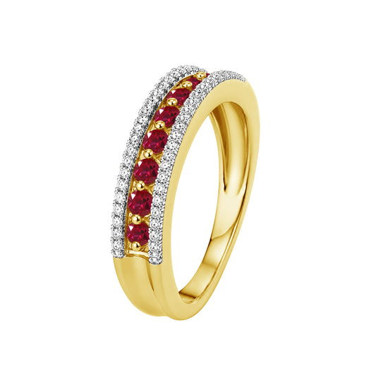 Birthstone Ring with Lab-Created White Sapphire Accents in 14K Gold over Silver