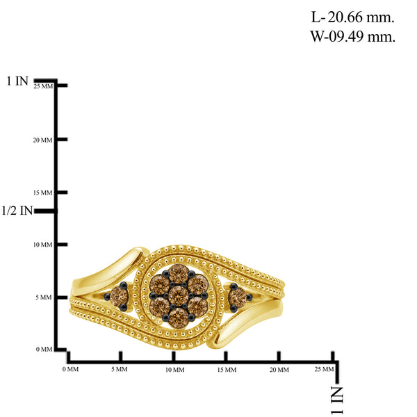 1/4 Carat T.W. Champagne Diamond 14K Gold Over Silver Ring