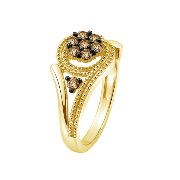 1/4 Carat T.W. Champagne Diamond 14K Gold Over Silver Ring