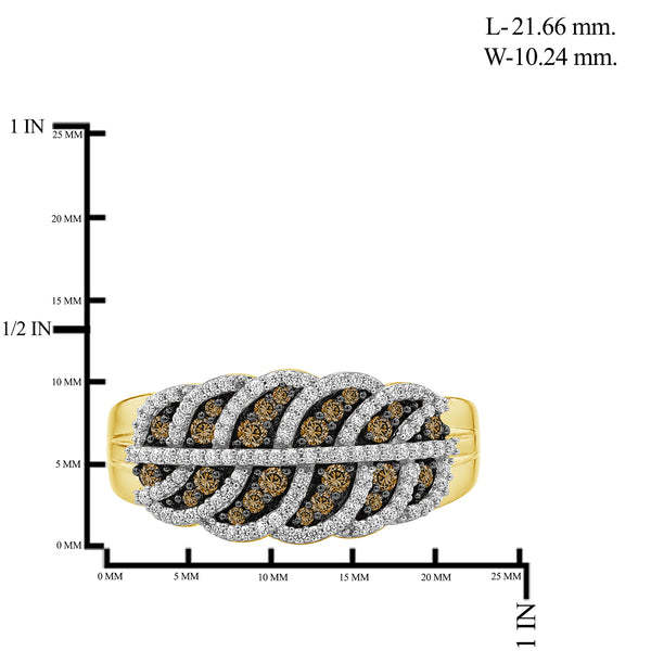 1/2 Carat T.W. Champagne and White Diamond 14K Gold Over Silver Ring