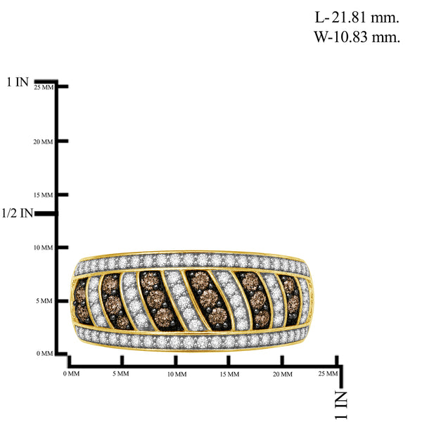 1.00 Carat T.W. Champagne and White Diamond 14K Gold Over Silver Ring