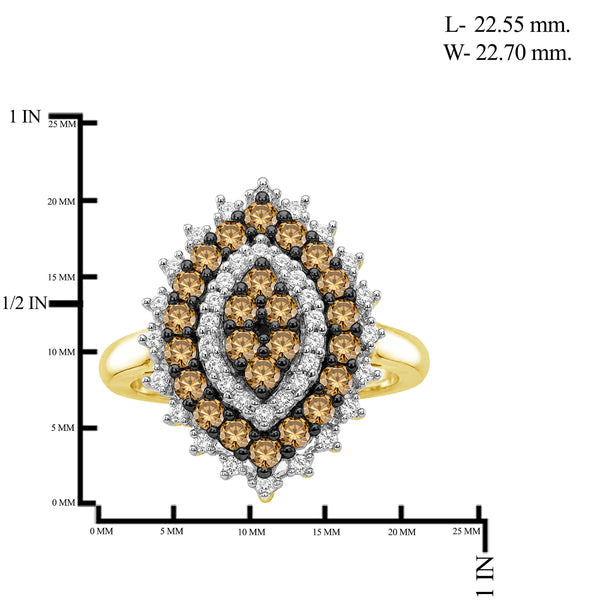 1.00 Carat T.W. Champagne and White Diamond 14K Gold Over Silver Ring