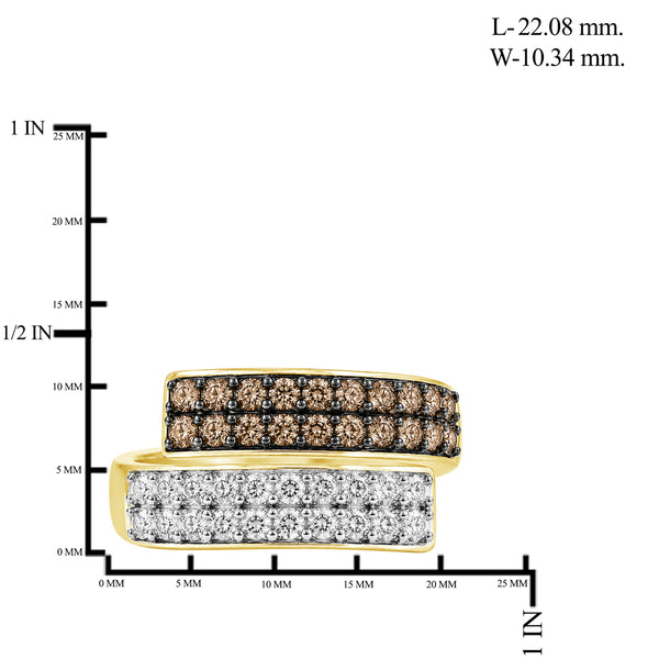 1.00 Carat T.W. Champagne and White Diamond 14K Gold Over Silver Ring