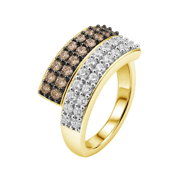 1.00 Carat T.W. Champagne and White Diamond 14K Gold Over Silver Ring
