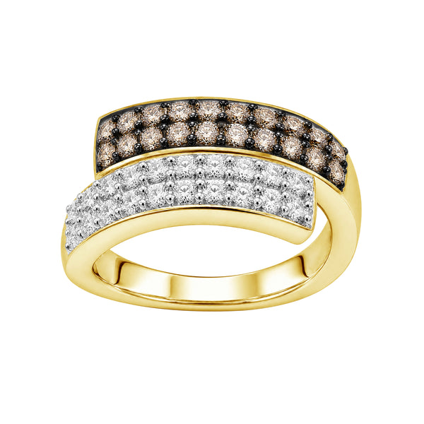 1.00 Carat T.W. Champagne and White Diamond 14K Gold Over Silver Ring