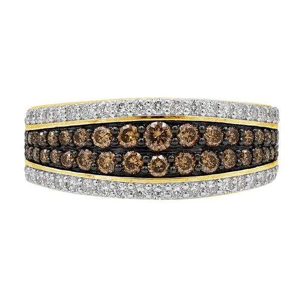 1.00 Carat T.W. Champagne and White Diamond 14K Gold Over Silver Ring
