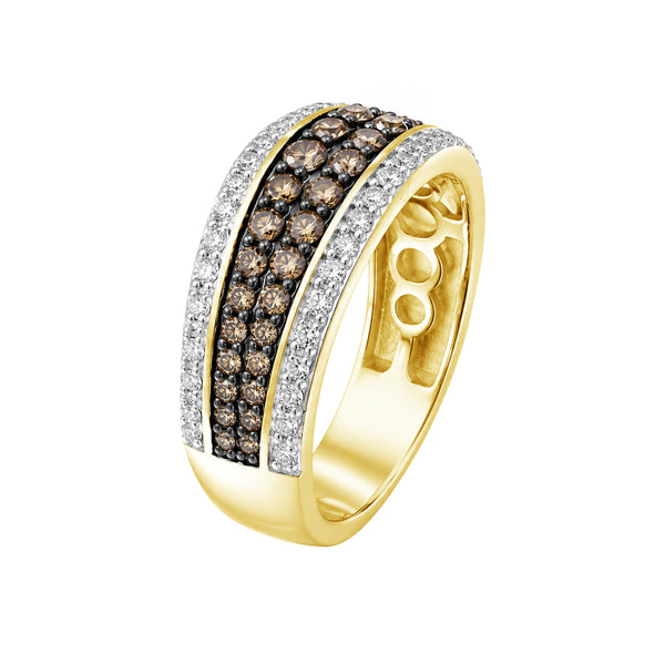 1.00 Carat T.W. Champagne and White Diamond 14K Gold Over Silver Ring