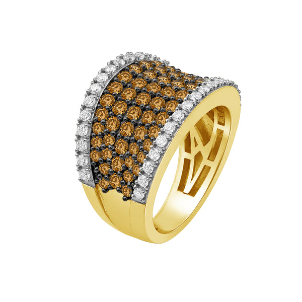 1.00 Carat T.W. Champagne and White Diamond 14K Gold Over Silver Ring