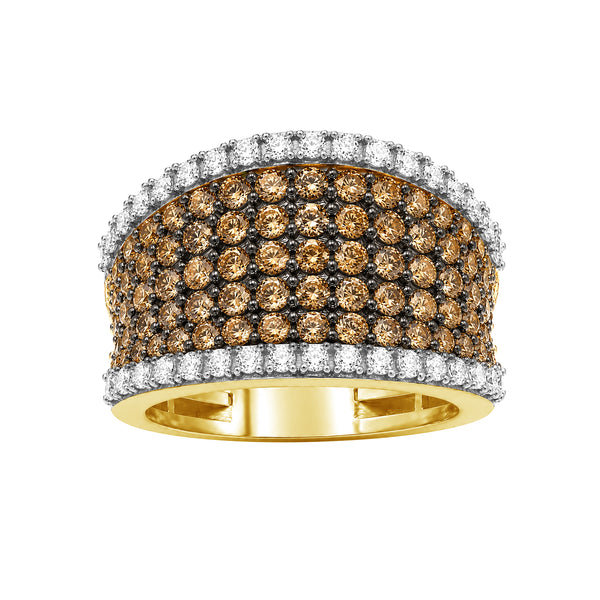 1.00 Carat T.W. Champagne and White Diamond 14K Gold Over Silver Ring