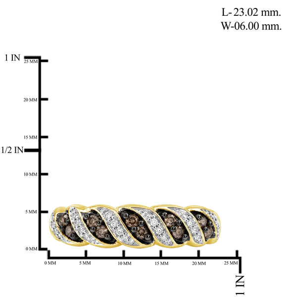1/4 Carat T.W. Champagne and White Diamond 14K Gold Over Silver Ring