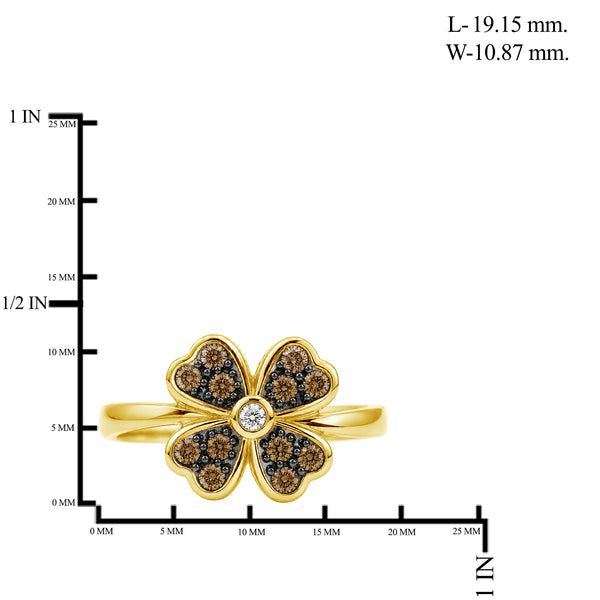 1/2 Carat T.W. Champagne and White Diamond 14K Gold Over Silver Ring