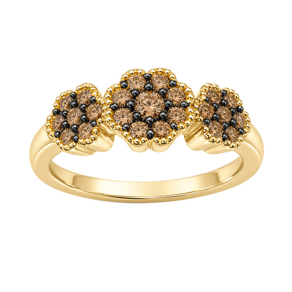 1/2 Carat T.W. Champagne Diamond 14K Gold Over Silver Ring