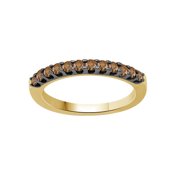 1/2 Carat T.W. Champagne Diamond 14K Gold Over Silver Ring