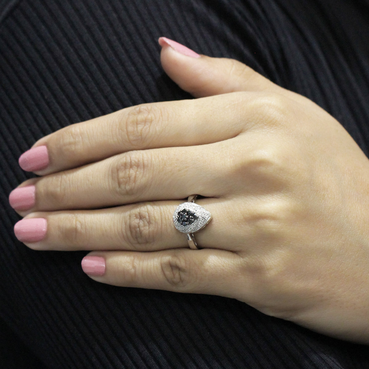1/4 ctw Black and White Diamond Ring in Sterling Silver