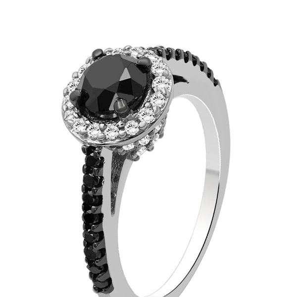 1 1/2 Carat T.W. Black and White Diamond Sterling Silver Ring
