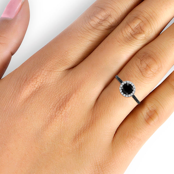 1 1/2 Carat T.W. Black and White Diamond Sterling Silver Ring