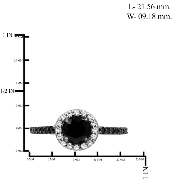 1 1/2 Carat T.W. Black and White Diamond Sterling Silver Ring