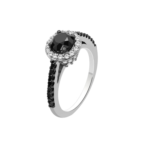 1 1/2 Carat T.W. Black and White Diamond Sterling Silver Ring
