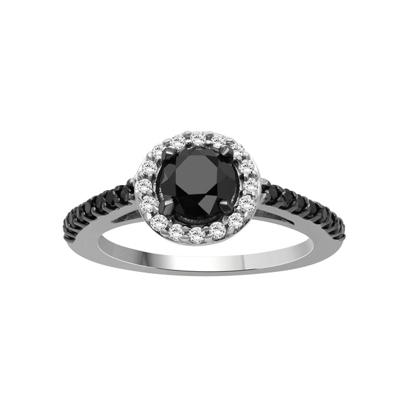 1 1/2 Carat T.W. Black and White Diamond Sterling Silver Ring