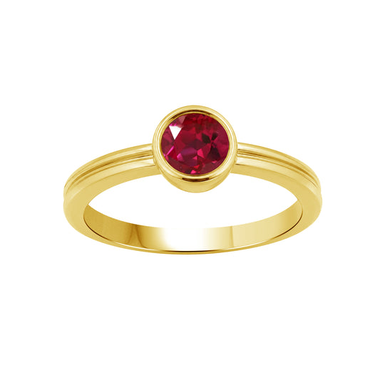 6mm Birthstone Ring in 14K Gold over Silver