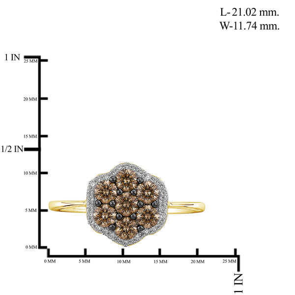 1.00 Carat T.W. Champagne and White Diamond 14K Gold Over Silver Ring