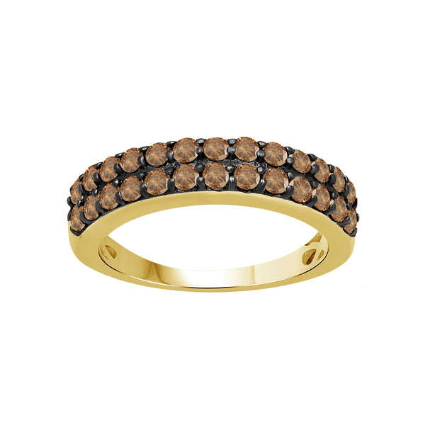 1.00 Carat T.W. Champagne Diamond 14K Gold Over Silver Ring