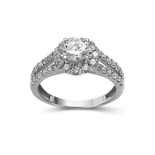 1 1/2 ct. T.W. Lab-Grown Diamond Halo Engagement Ring in 14K White Gold or 14K Yellow Gold