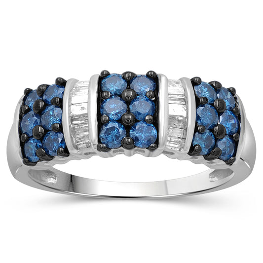 1 ct. T.W. Blue & White Diamond Band in Sterling Silver