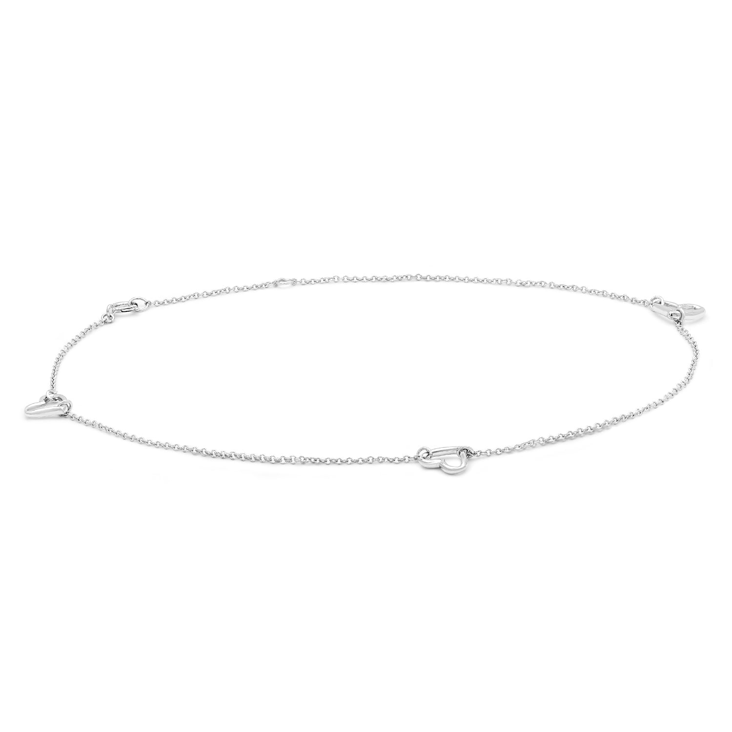 JEWELEXCESS Ankle Bracelet for Women – .925 Sterling Silver Anklets for Women – Heart Anklets for Women,Ankle Bracelets for Women – Adjustable 11 Inch Anklet – Heart Gifts for Women