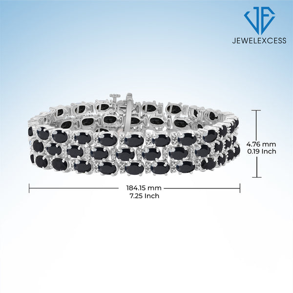 Sapphire Bracelet for Women – Genuine, Triple-Row Sapphire Jewelry – 925 Sterling Silver Bracelets – Birthstone Bracelet Sterling Silver Jewelry
