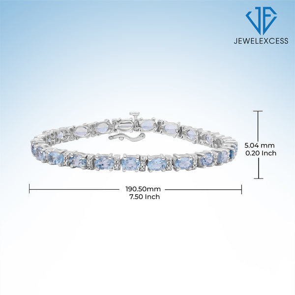 Sky Blue Topaz Bracelet for Women – Genuine, Single-Row Blue Sky Blue Topaz Jewelry – 925 Sterling Silver Bracelets – Birthstone Bracelet Sterling Silver Jewelry Gifts for Women