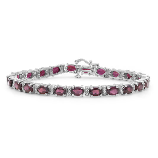 Garnet Single-Row Bracelet in Sterling Silver
