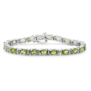 Peridot Bracelet for Women – Genuine, Single-Row Green Peridot Jewelry – 925 Sterling Silver Bracelets – Birthstone Bracelet Sterling Silver Jewelry