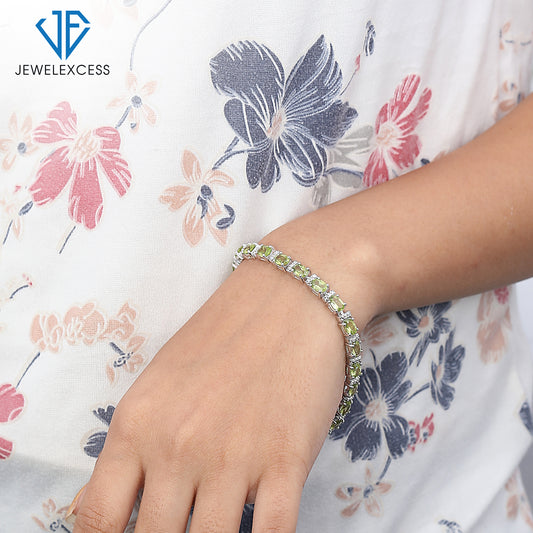 Peridot Single-Row Bracelet in Sterling Silver
