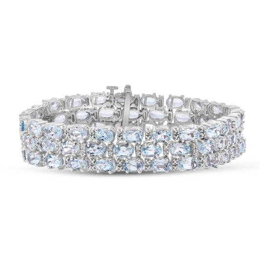 Sky Blue Topaz Triple-Row Bracelet in Sterling Silver