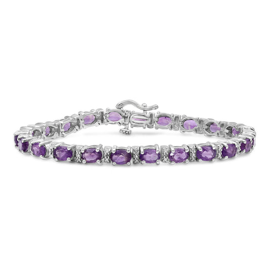 Amethyst Single-Row Bracelet in Sterling Silver