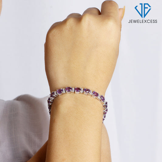 Amethyst Single-Row Bracelet in Sterling Silver