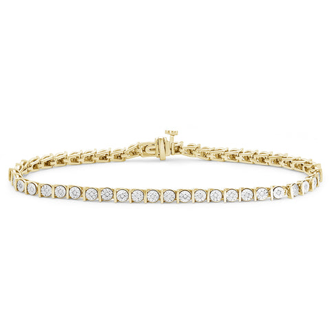 Diamond Tennis Bracelets for Women | 1/4 Carat White Diamond 14k Gold Plating Over Silver Bracelet | Tennis Bracelets for Women