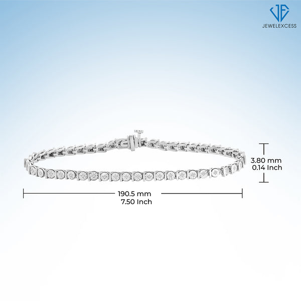 Diamond Tennis Bracelets for Women | 1/4 Carat White Diamond .925 Sterling Silver Bracelet |.925 Sterling Silver Bracelet