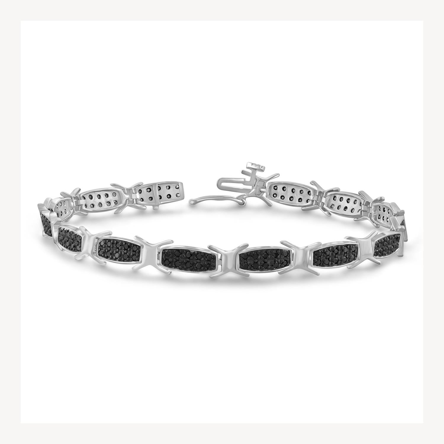 1.00 Carat Black Diamond X-Link Bracelet in Sterling Silver