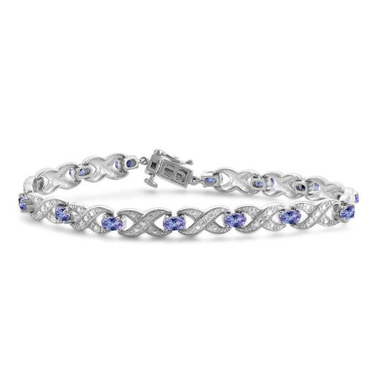 3 1/10 ct. T.G.W. Tanzanite Bracelet with Diamond Accent in Sterling Silver