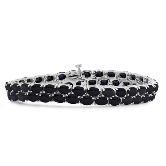 Sapphire Double-Row Bracelet in Sterling Silver