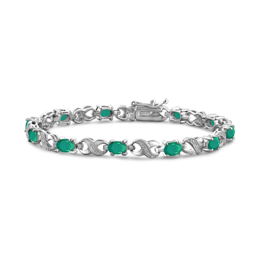 4 ct. T.G.W. Emerald Bracelet with Diamond Accent in Sterling Silver
