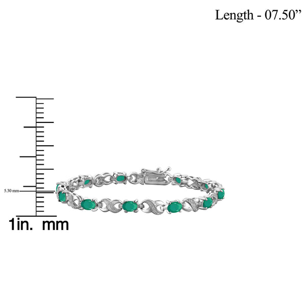 4.00 CTW Emerald & Accent White Diamond Bracelet in Sterling Silver
