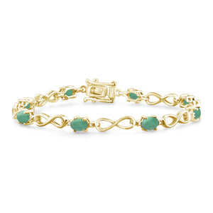 3.00 Carat T.G.W. Emerald And White Diamond Accent 14K Gold-Plated Bracelet