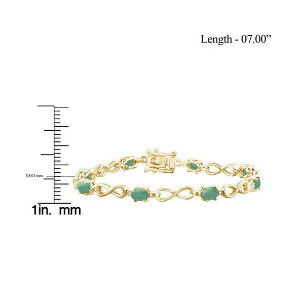 3.00 Carat T.G.W. Emerald And White Diamond Accent 14K Gold-Plated Bracelet